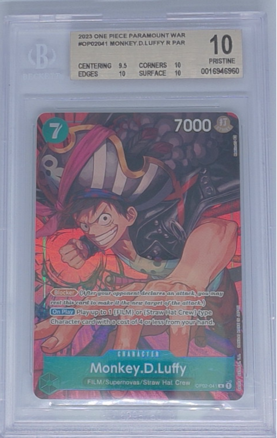 Monkey D.Luffy - Rara Parallel OP02-041 BGS 10